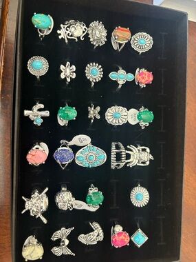 29 Silver-Tone Turquoise & Green Stone Fashion Ring Collection - Unbranded NWOT